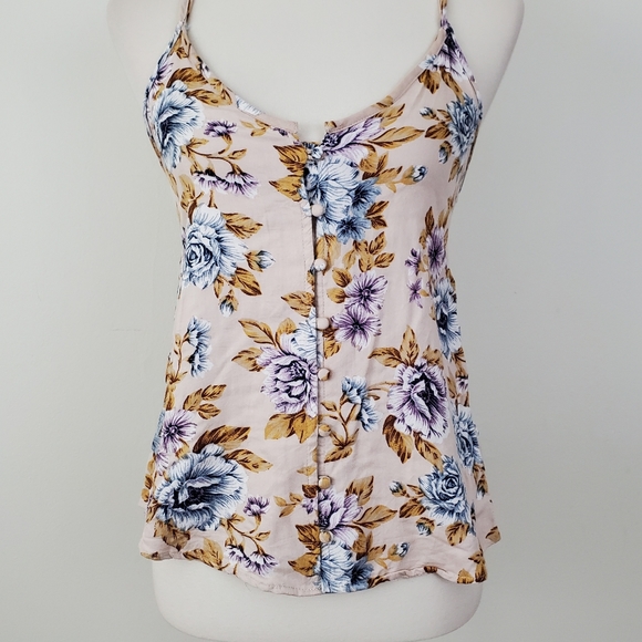 American Eagle Floral Button Up Strappy Tank Top - Picture 4 of 13